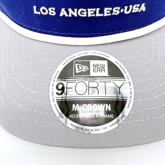 New Era Los Angeles Dodgers 9FORTY Adjustable A-Frame Baseball Cap Blue Gray NWT - Picture 5 of 13